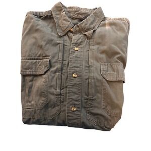 VTG RedHead Mens Large Button Up Long Sleeve Olive Green Cotton‎ Outdoor Shirt